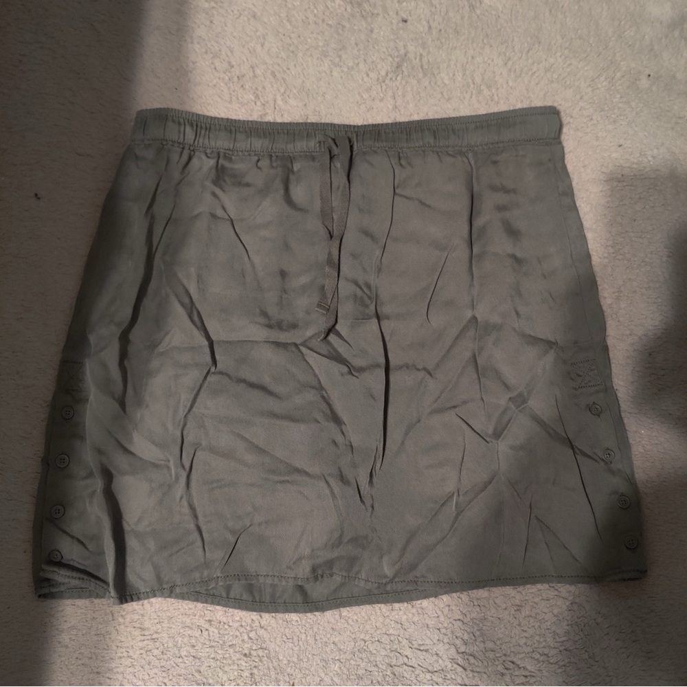 Style & Co. Khaki Green Pencil Mini Skirt Pull On Drawstring Tie Waist